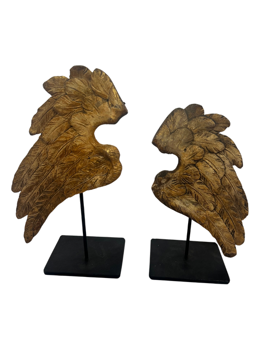 Pair of Antique Carved and Gilded Wooden Wing Fragments