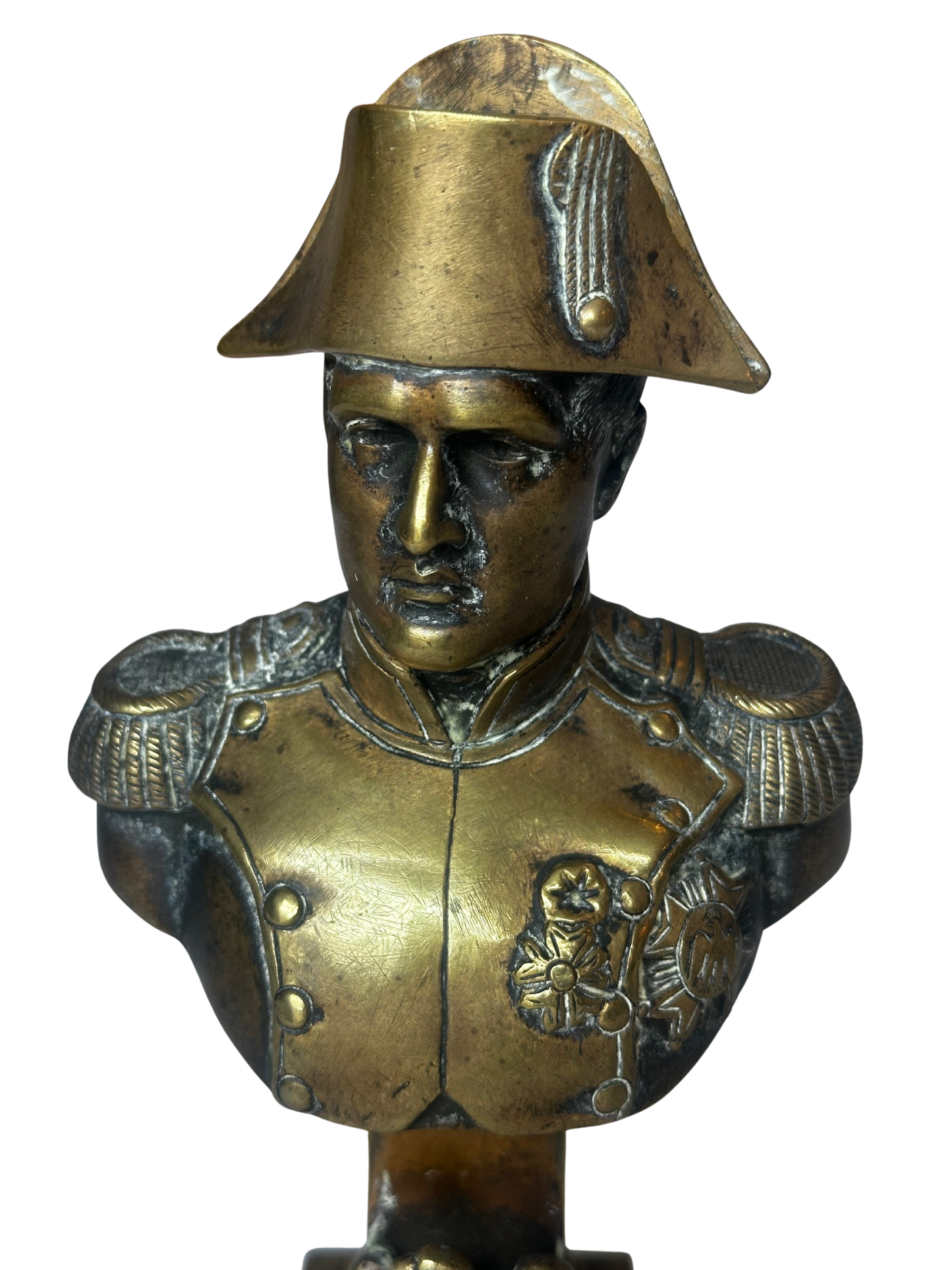Bronze Napoleon I Statue on White Marble Base