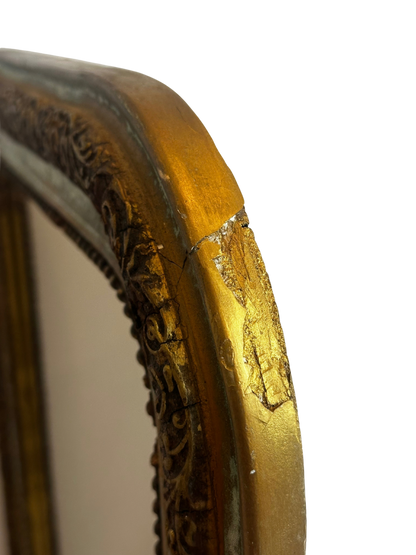 19th-Century French Giltwood Mirror with Carved Foliate Decoration