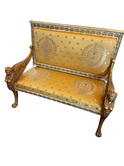 Late 19th / Early 20th C Empire Style Parcel-Gilt and Painted Sofa