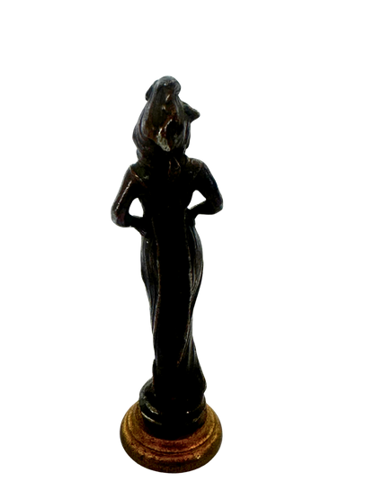 Art Nouveau–Style Gilt Bronze Wax Seal with Female Figure and Monogram