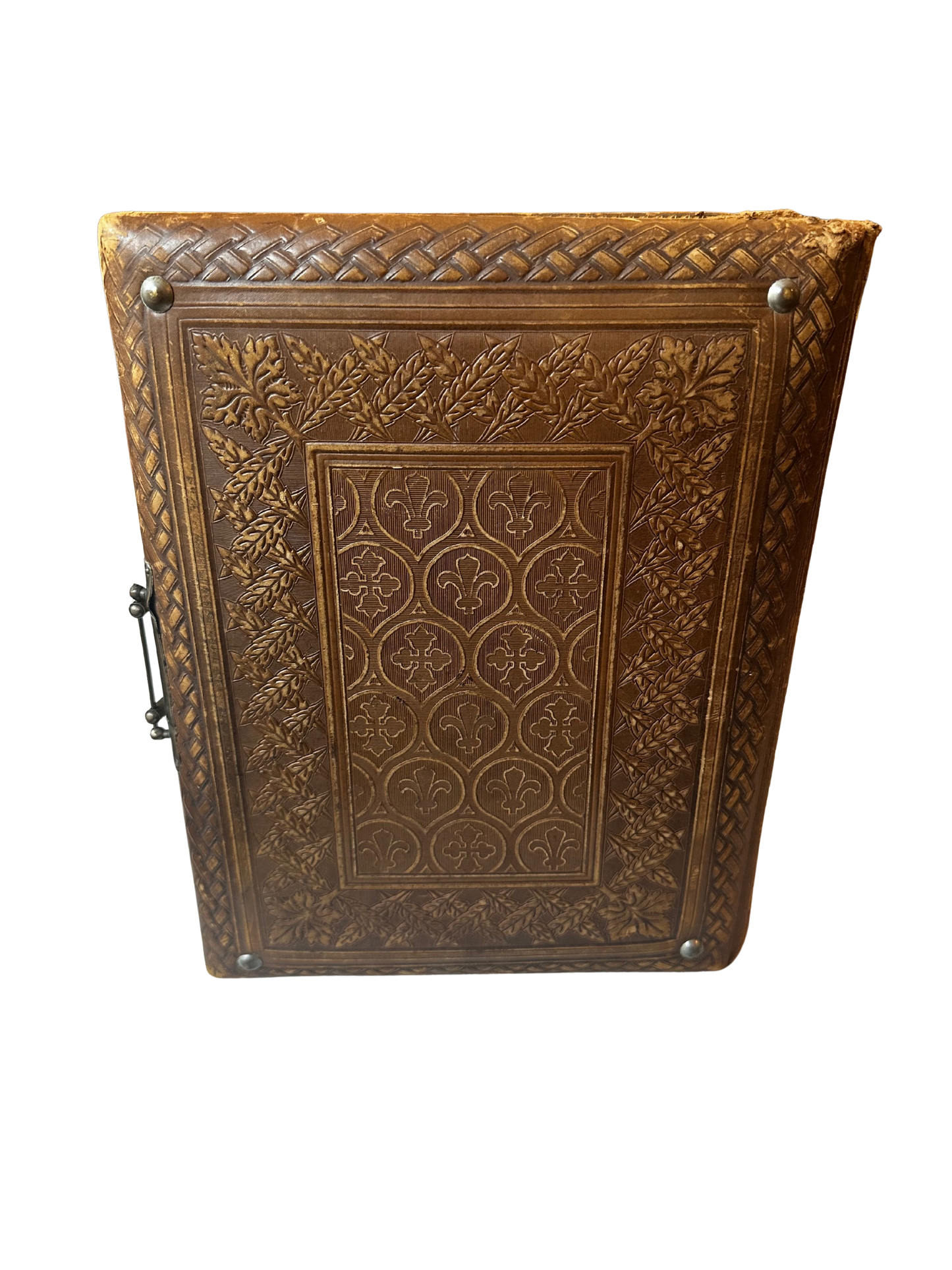 Late Victorian Leather-Bound Photograph Album with Gilt and Blind Tooling and Working Clasp