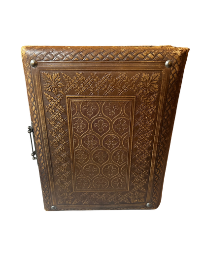 Late Victorian Leather-Bound Photograph Album with Gilt and Blind Tooling and Working Clasp
