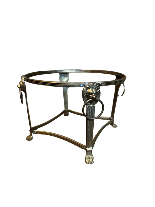 French Neoclassical Lion Head Brass Stand