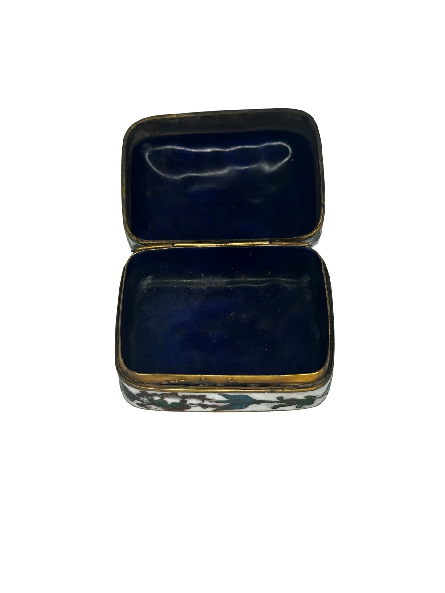 Antique Cloisonné Enamel Trinket Box with Floral Motifs