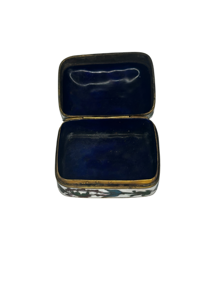 Antique Cloisonné Enamel Trinket Box with Floral Motifs