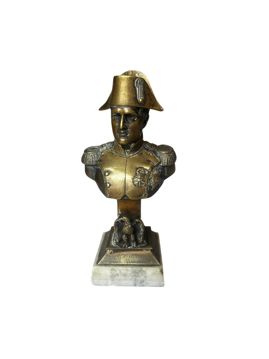 Bronze Napoleon I Statue on White Marble Base
