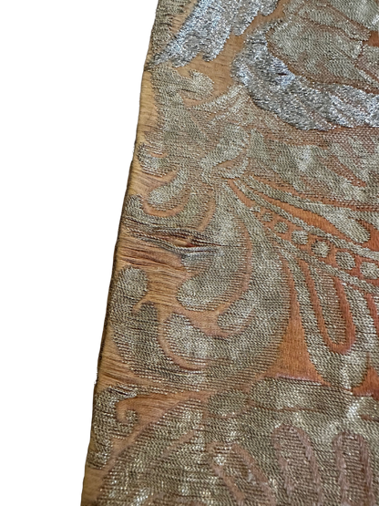 Antique Ecclesiastical Silk Brocade Altar Runner with Monstrance, Angels and IHS Christogram