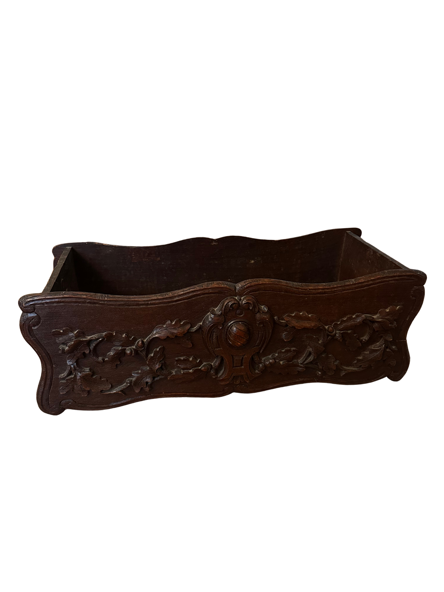 Large Black Forest Style Rectangular Carved Wood Planter