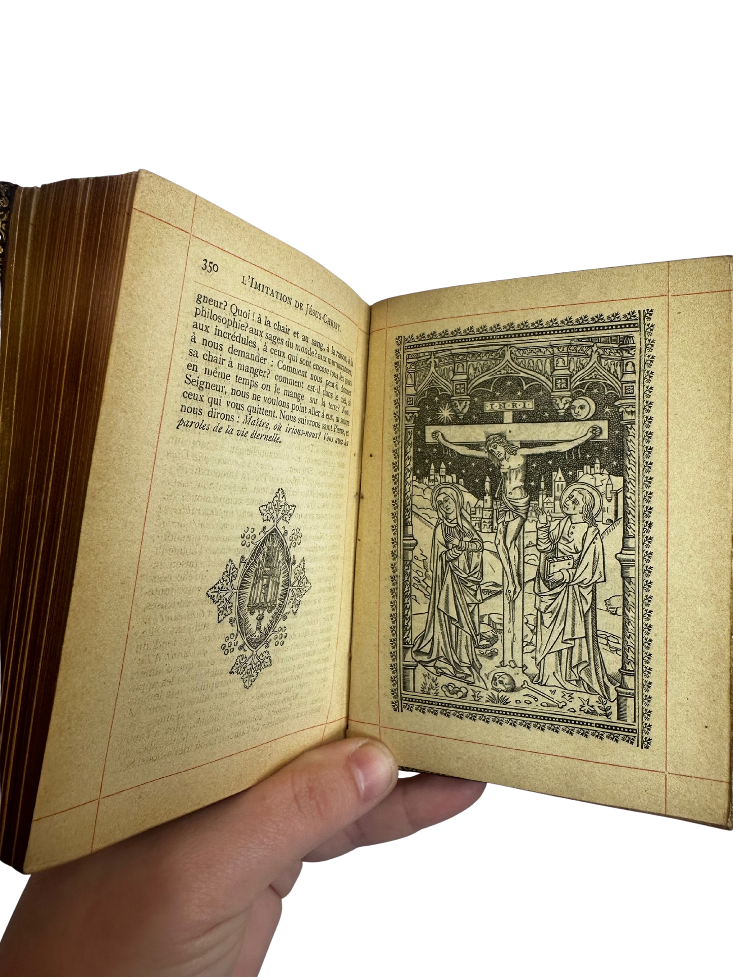 Antique French Leather-Bound Imitation de Jésus-Christ Devotional Book (1889)