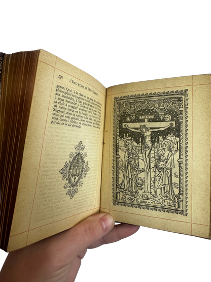 Antique French Leather-Bound Imitation de Jésus-Christ Devotional Book (1889)