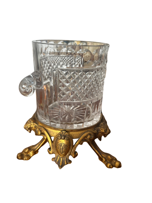 French Daubrée Cut Crystal and Ormolu Wine Cooler / Champagne Bucket