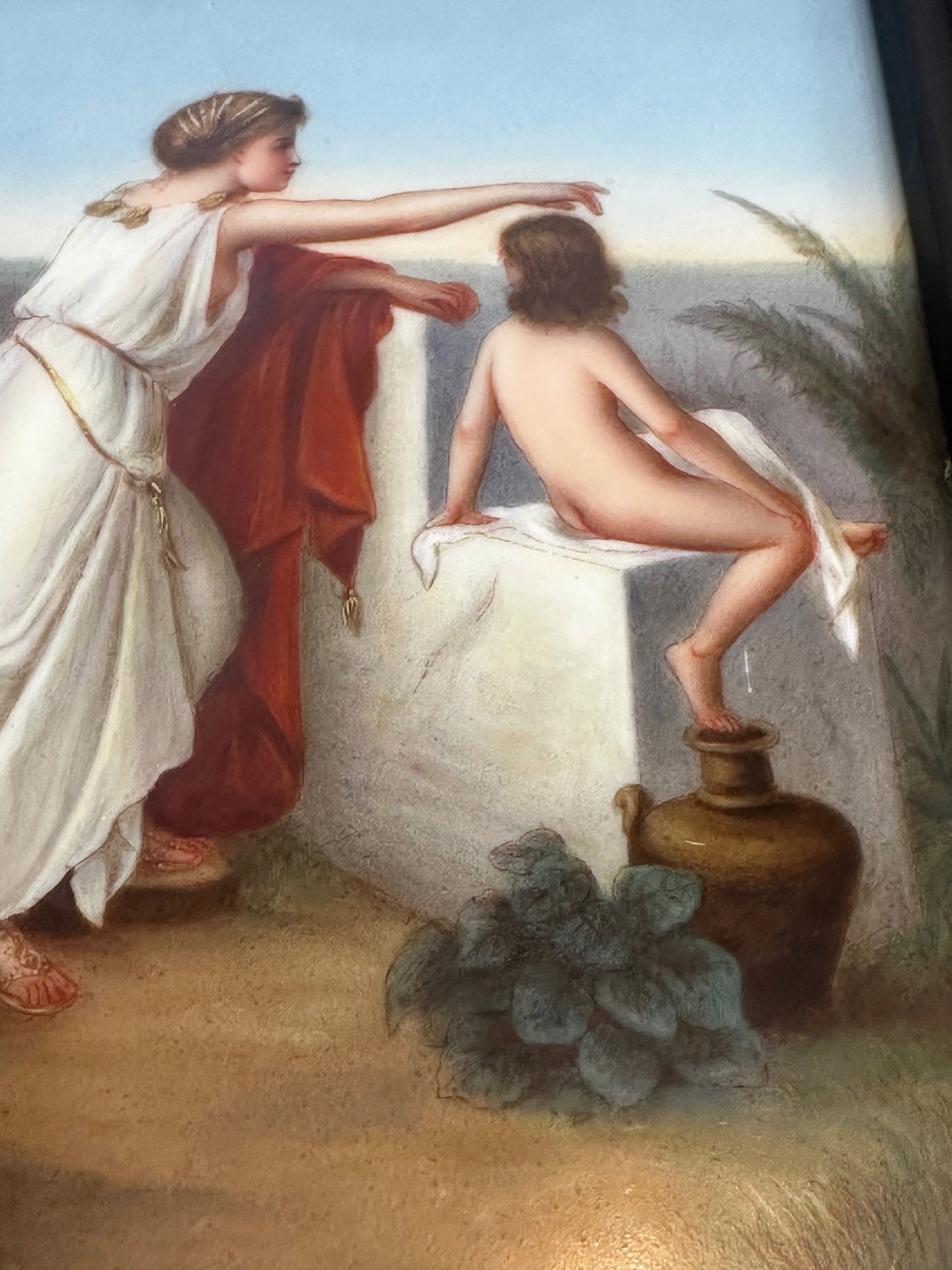 Hand-Painted KPM-Style Porcelain Plaque After F. Coomans — “Une Voile Attendue”