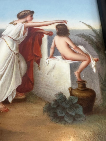 Hand-Painted KPM-Style Porcelain Plaque After F. Coomans — “Une Voile Attendue”