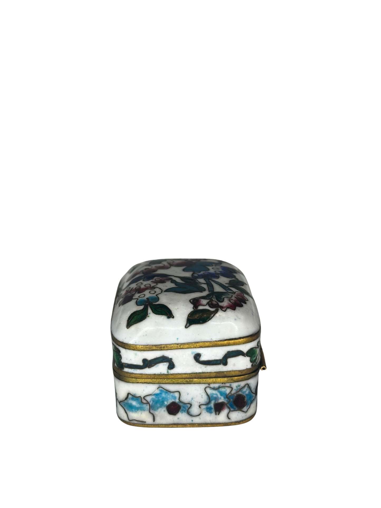 Antique Cloisonné Enamel Trinket Box with Floral Motifs