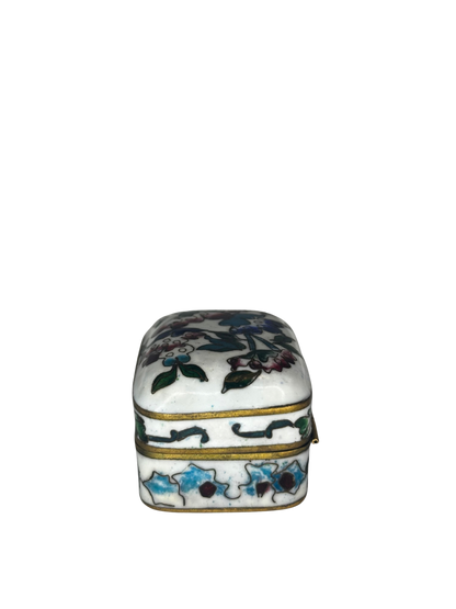 Antique Cloisonné Enamel Trinket Box with Floral Motifs