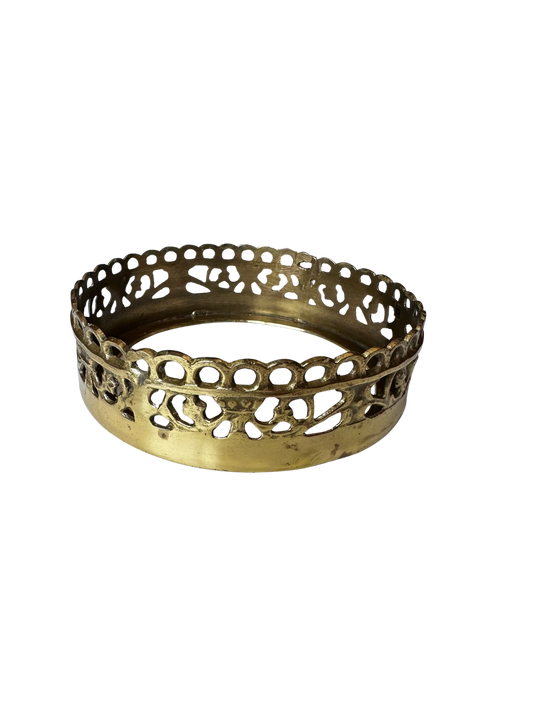 Vintage Pierced Brass Gallery / Planter Ring, Made in India