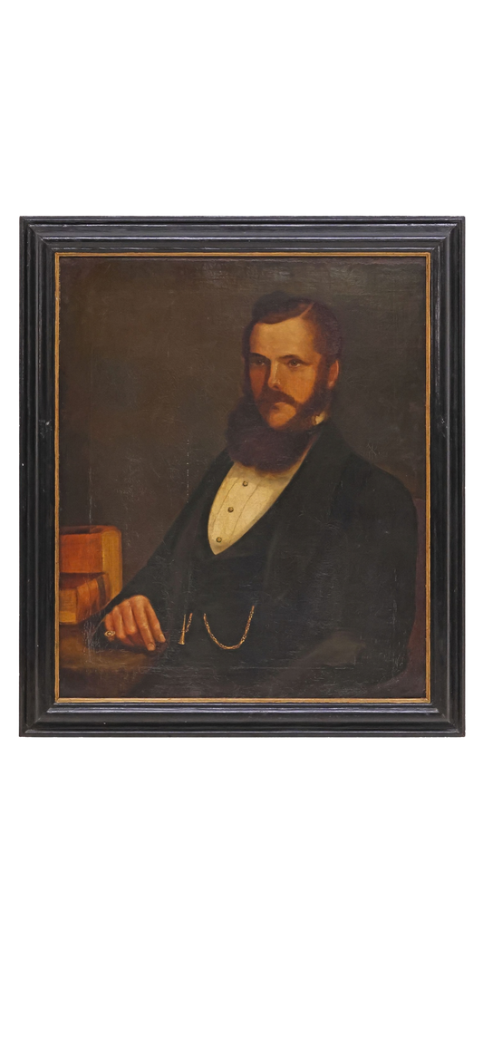 Framed British School Oil Painting of a Victorian Gentleman Seated at a Desk