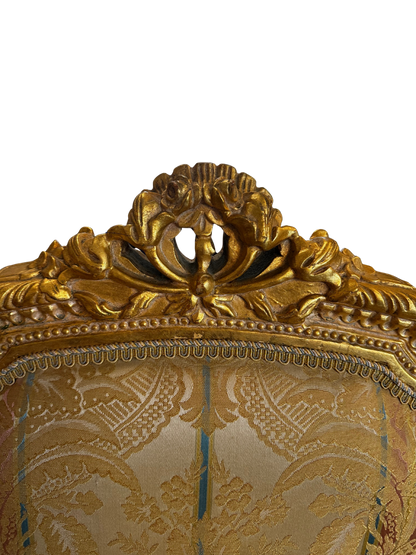 Two Fine French Louis XVI Style Silk-Upholstered Armchairs