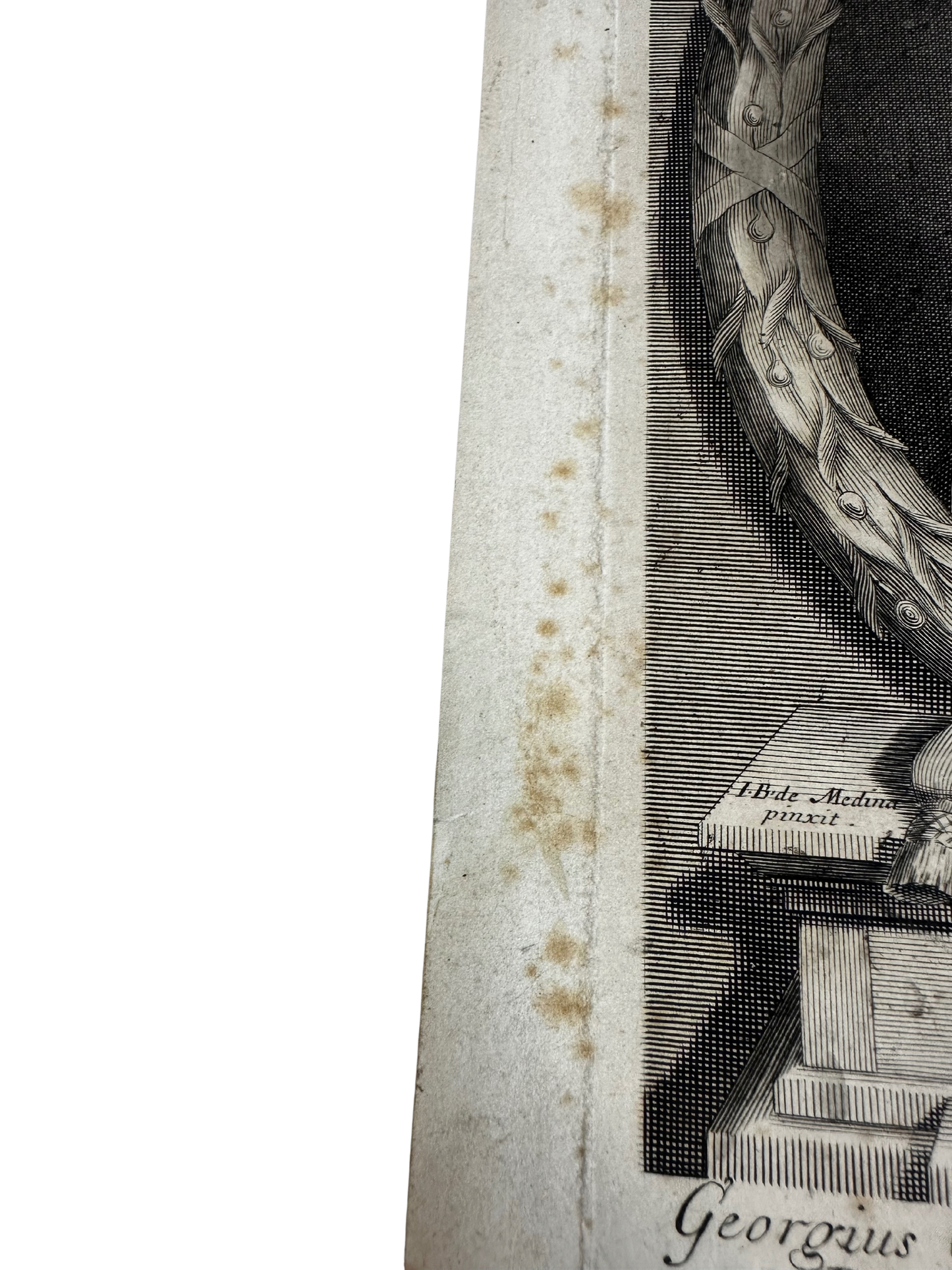 Antique Baroque Engraved Portrait of George Melville, Earl of Melville