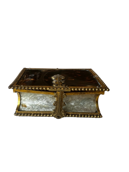 French Tortoiseshell and Mother-of-Pearl Mounted Book Form Box