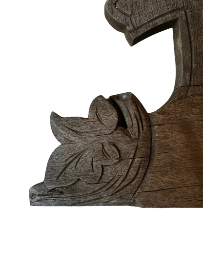Hand-Carved Wooden Devotional Cross Panel Marked VII